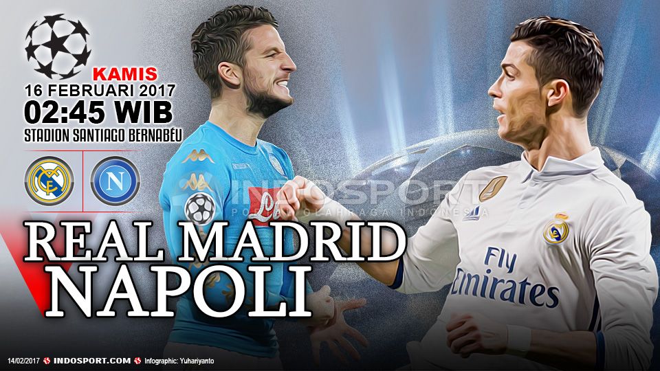 Real Madrid menjamu Napoli di leg pertama Liga Champions 2016/17. Copyright: &copy; Indosport/CARLO HERMANN/AFP/Power Sport Images/Getty Images